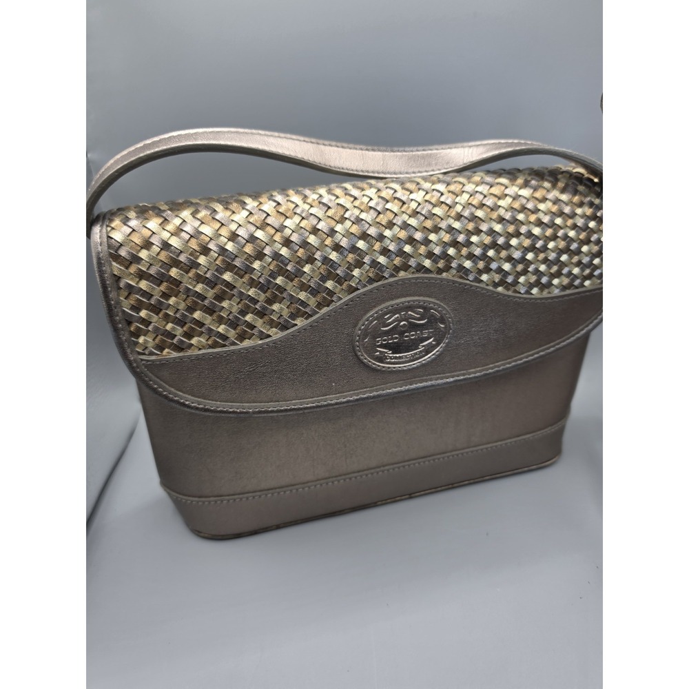 Vintage Gold Coast Collection Metallic Woven Crossbody Shoulder Bag Bronze - Picture 3 of 13